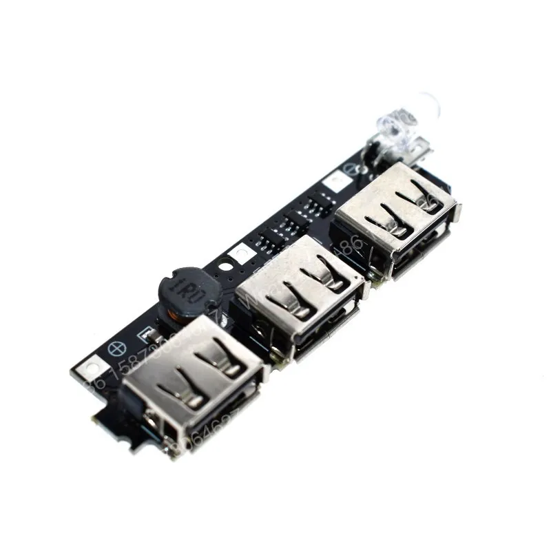 Фото Плата управления зарядным устройством WAVGAT 5V 1A 1.5A 2.1A с 3 USB-портами, модуль повышения напряжения, корпус для Li-ion аккумуляторов 18650, DIY-набор для повербанка №1
