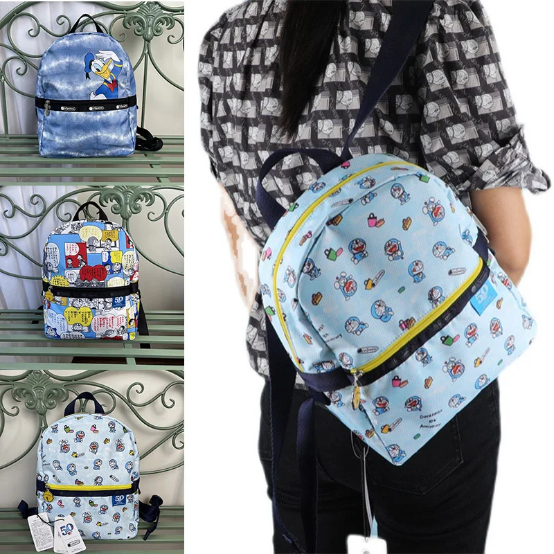 

lesportsac Doraemon Knapsack Totoro Donald Duck Backpack 23.5*11*30.2Cm Schoolbag Travelling Bag High Quality Holiday Birthday