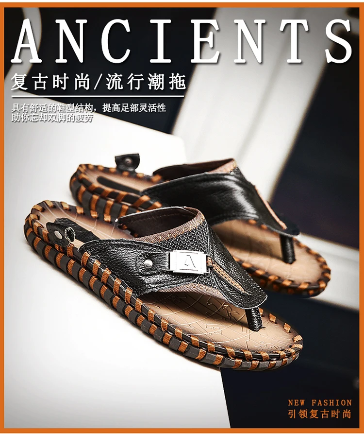 

Сандалии мужские из натуральной кожи, модные шлепанцы, летняя обувь, большие размеры