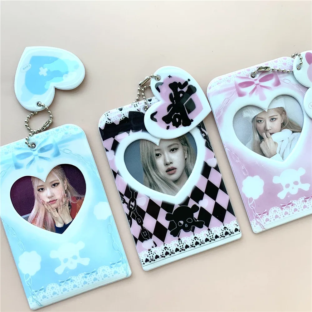 

3-дюймовый держатель для фотокарт с бантом и скелетом, брелок для ключей, чехол для фотографий, удостоверения личности, Студенческая сумка, п...