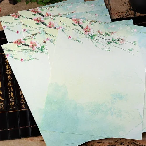

8 шт./компл. бумага для писем в традиционном китайском стиле с цветочным узором, бумага для писем, канцелярские принадлежности, блокнот для писем, праздничная бумага в стиле ретро