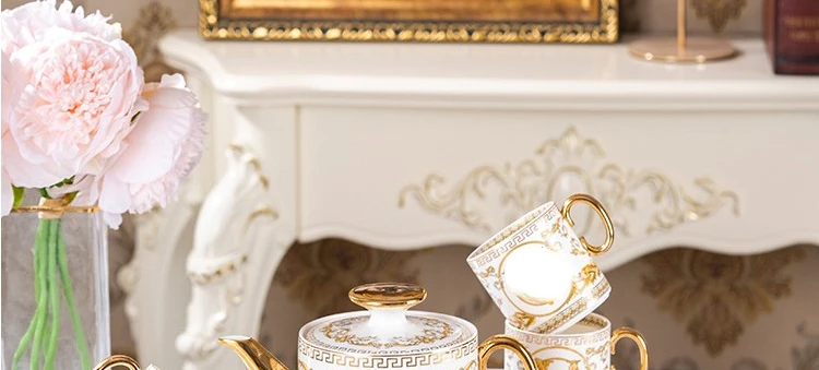 

European-style gold-painted ceramic coffee cup with golden head pattern afternoon tea cup cafe turco tazas de ceramica creativas