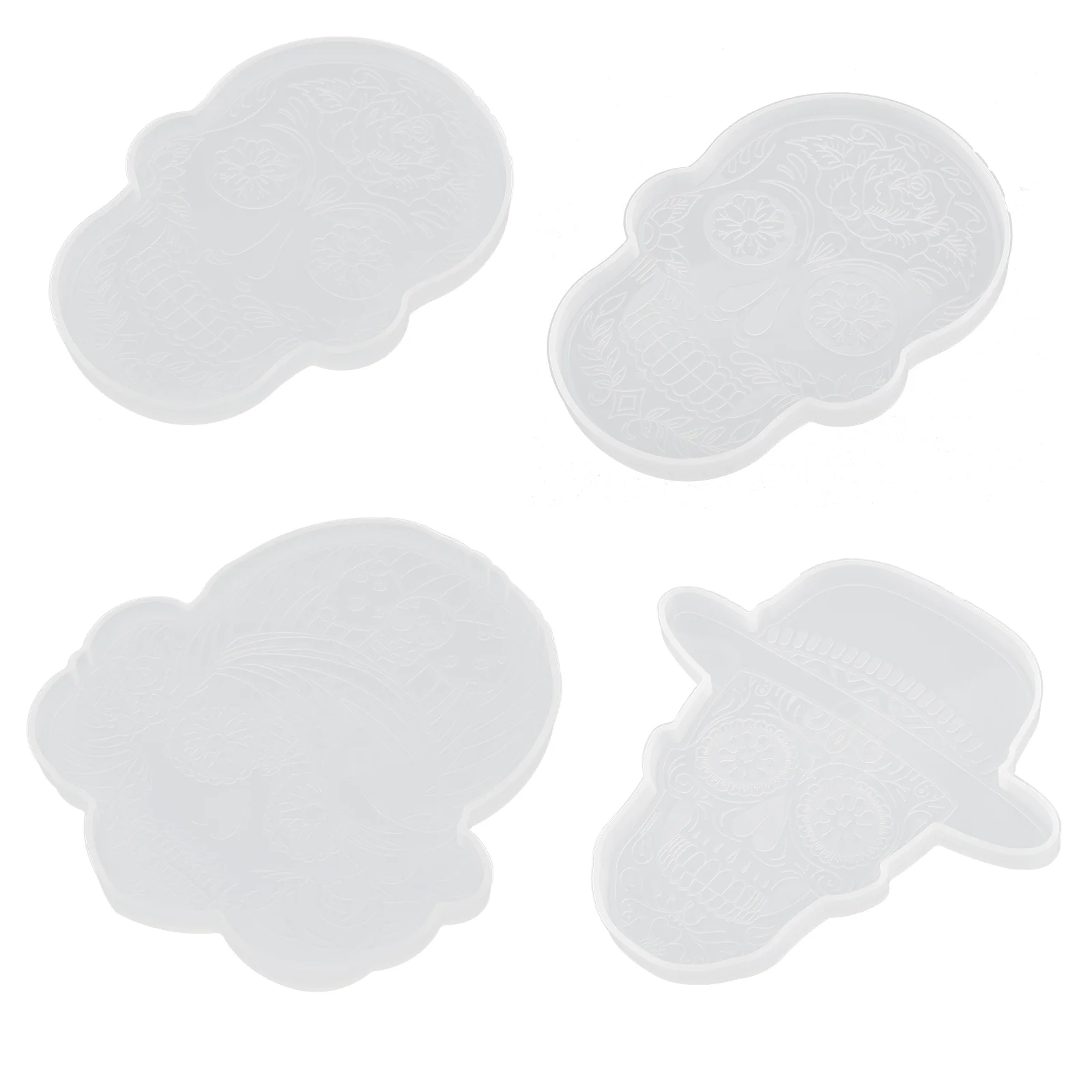 

4 Pcs Silicone Coaster Molds DIY Crafts Resin Silica Gel Coasters Material Cup Casting Epoxy