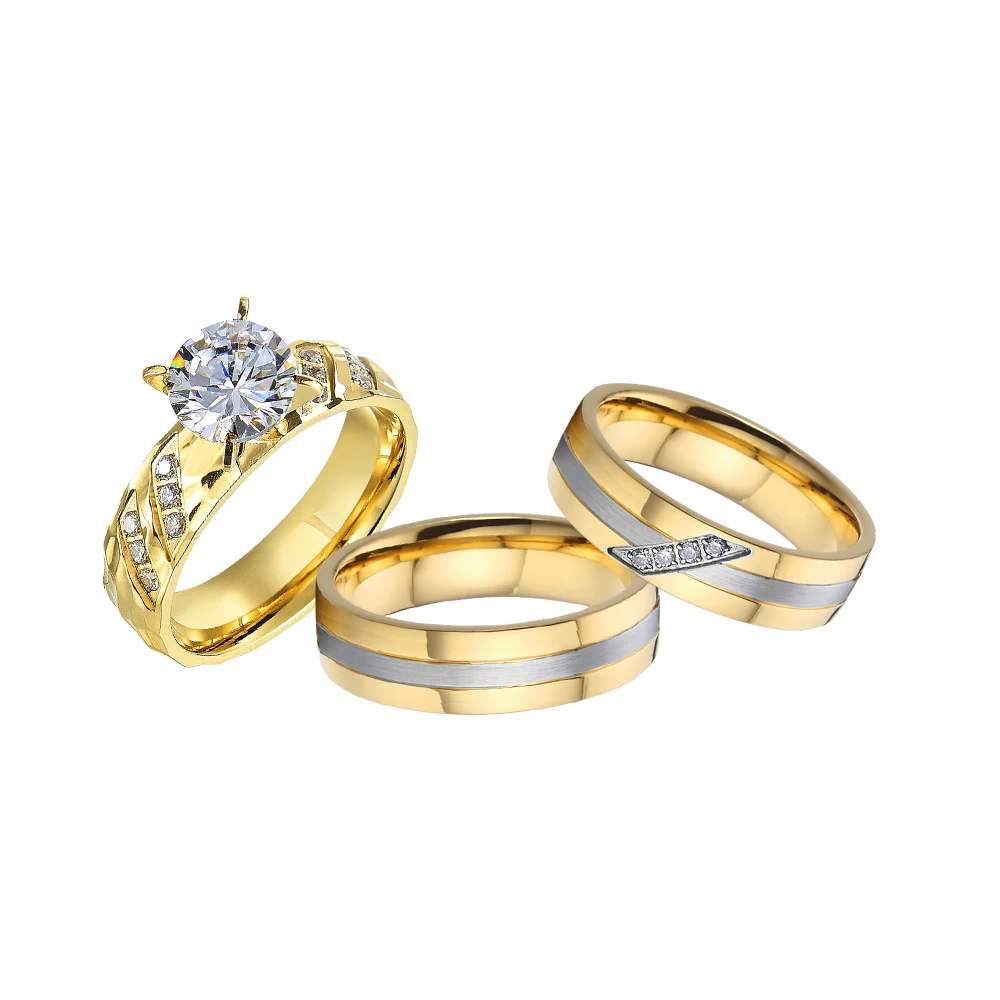 Удивительное свадебное обручальное кольцо с цирконом 24-каратное позолоченное из