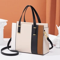 cnoles genuine leather women handbags lady tote bags large capacity fashion luxury contrasting color shoulder bag