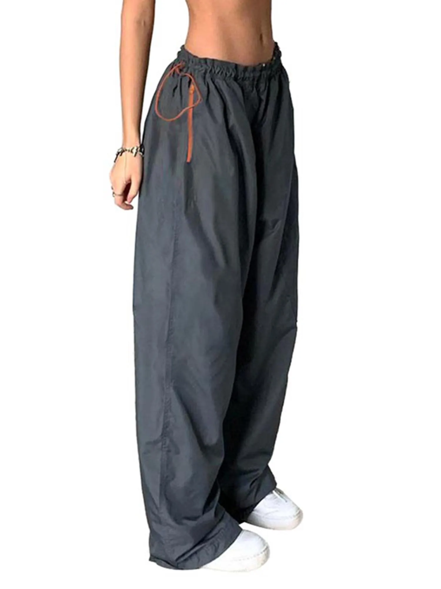 Loose Fit Cargo Sweatpants for Women with Drawstring Elastic Waist and Wide Leg Jogger Trousers - Perfect for Casual Hip Hop