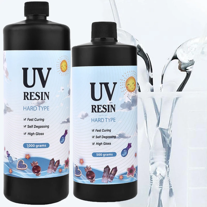 

10-1000g Hard UV Resin Glue Crystal Clear Ultraviolet Curing Epoxy Resin UV Glue Quick-Drying Sunlight Activated Jewelry Make