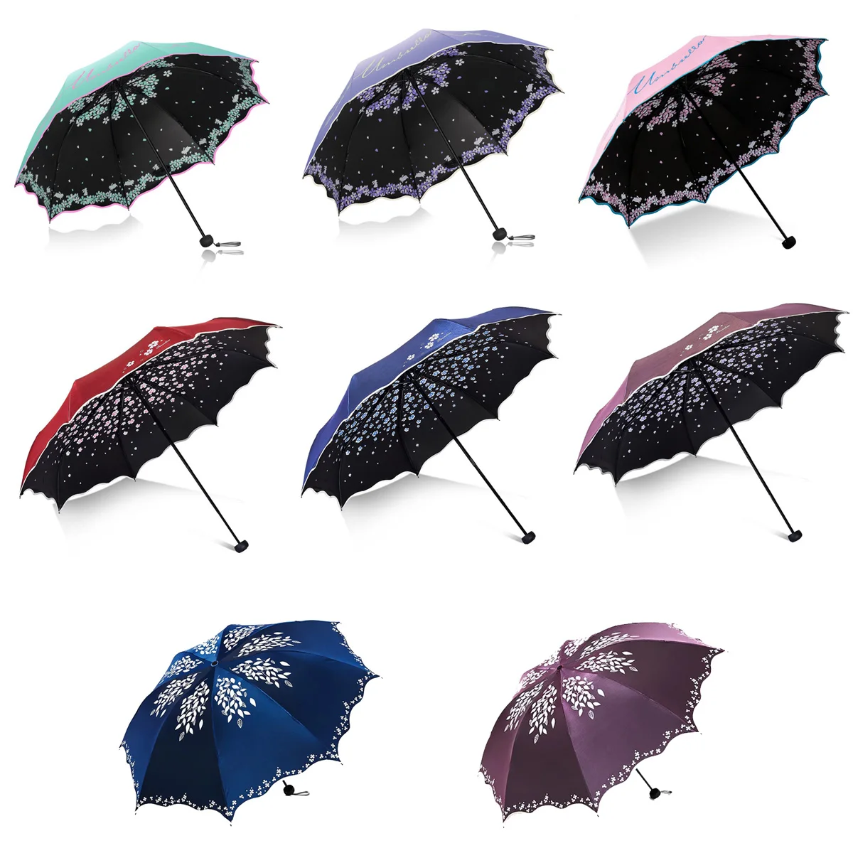

Quality Folding Umbrella For Women Brand Travel Anti-UV Windproof Rain Flower Modish Female Sun Girl Parasol Pocket Umbrellas