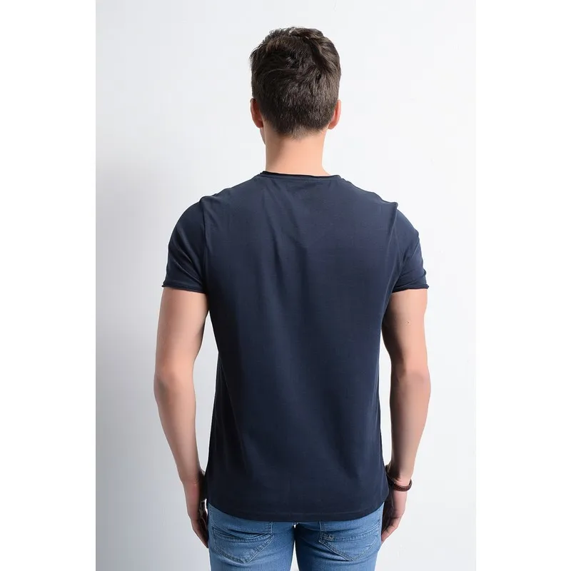 

Rd19Ye279974 Navy Blue Men 'S T-Shirt Brushed Single Jersey V-Neck Summer T-Shirt Anime Manga Large Size T Shirt