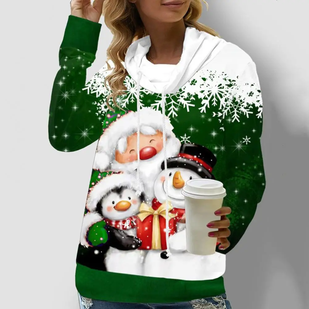 

Cute Pretty Snowflake Santa Print Lady Christmas Tops Soft Lady Christmas Tops Snowmen Printed for Christmas