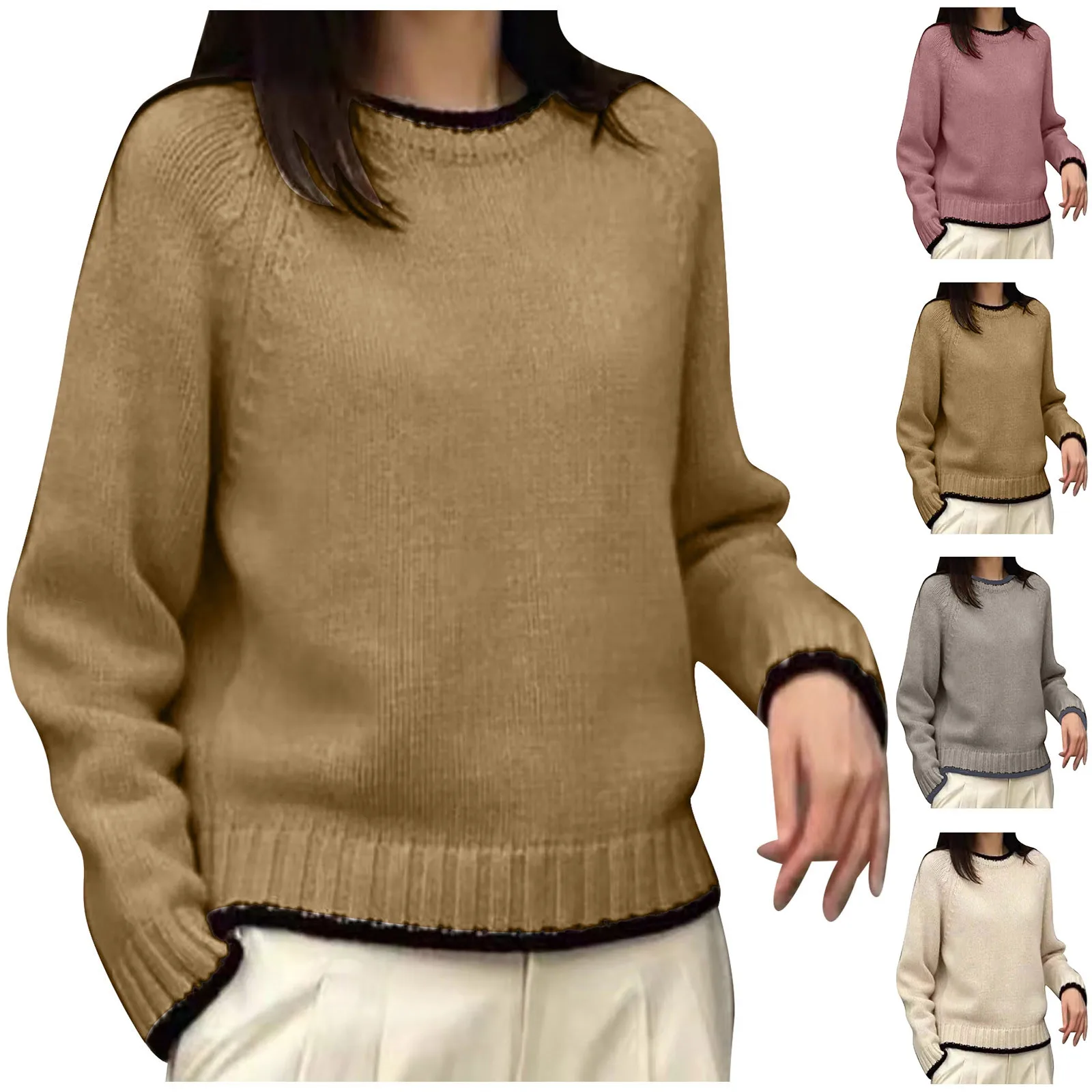 Новый осенне-зимний трикотажный свитер 2024 года носится на улице а женский с