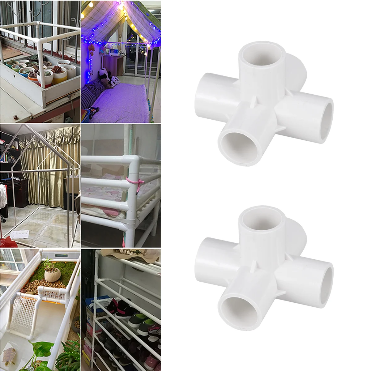 

10 шт. 5-ходовой Соединительный фитинг из ПВХ, соединитель для водопроводной трубы (белый)