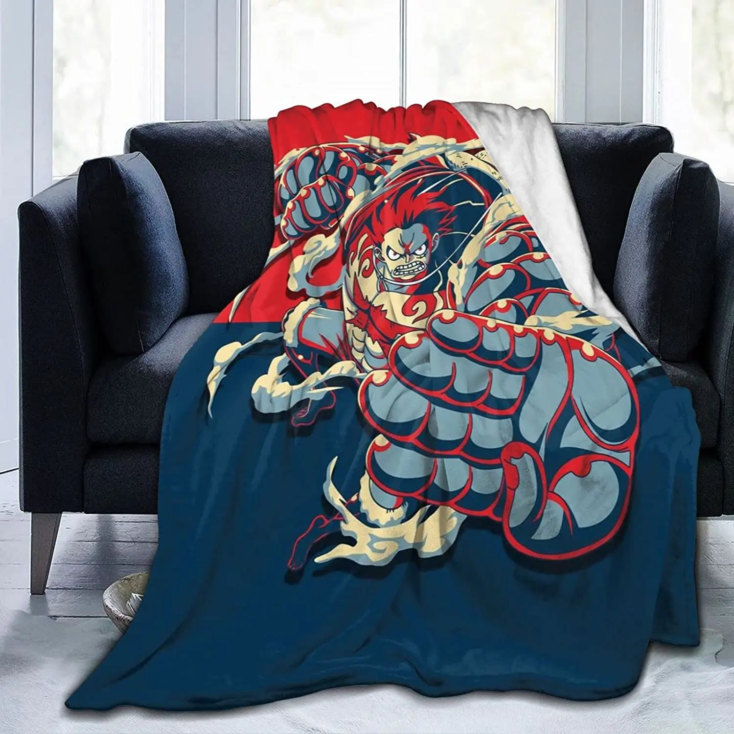 

Gear 4 Bounce Man Luffy Soft Flannel Blanket Lightweight Fleece Blanket Air Conditioner is Suitable for Bedroom Living Room Sofa