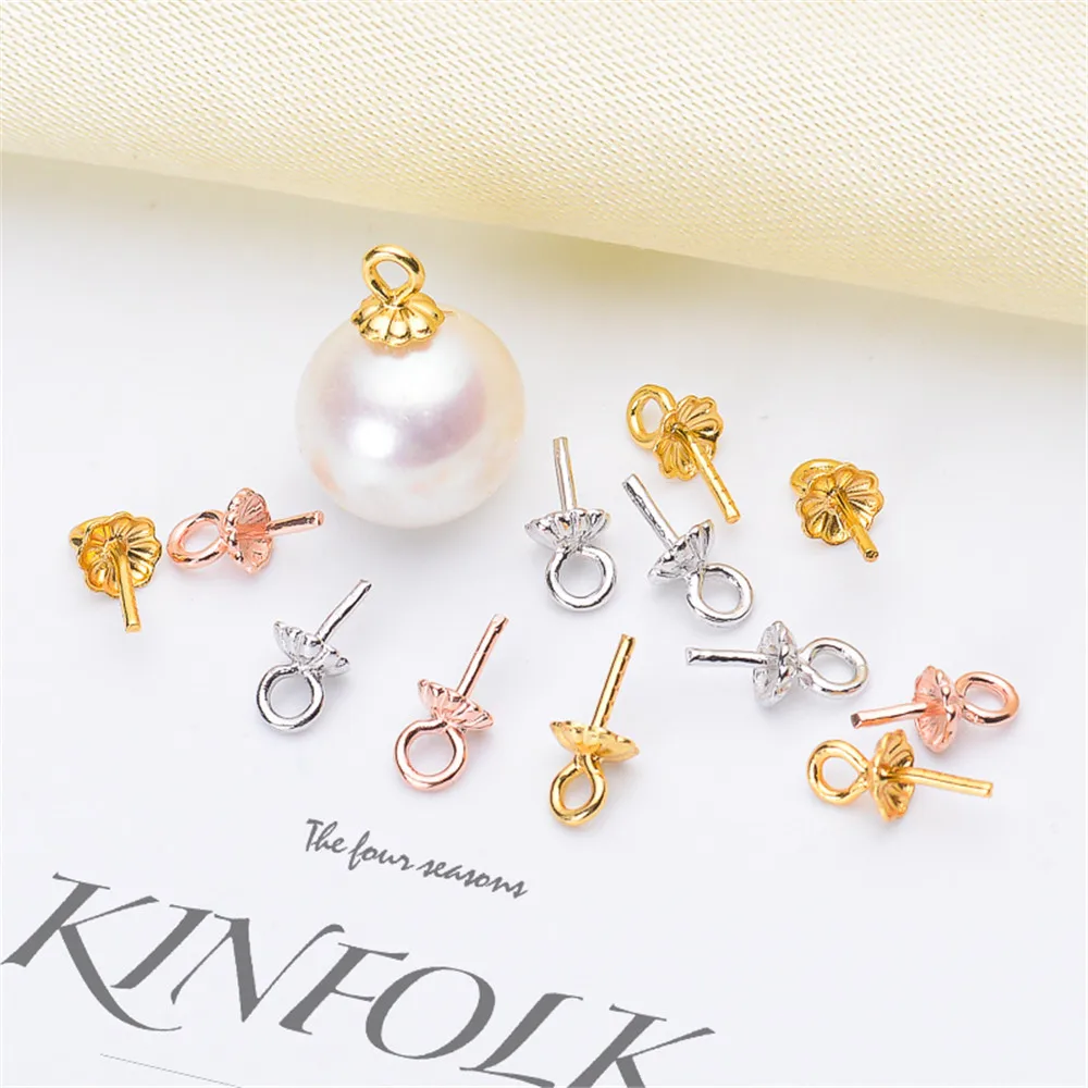 

DIY Natural Pearl Jade 3M Flower Plate Pendant Accessories S925 Silver Air Holding Lotus Pendant Small Hanging Head Pendant