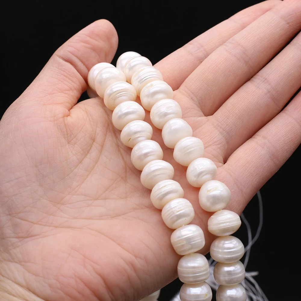 13-14mm Natural Freshwater Pearl Beads White Round Large Loose Perles For DIY Craft Bracelet Necklace Accessory Jewelry Making