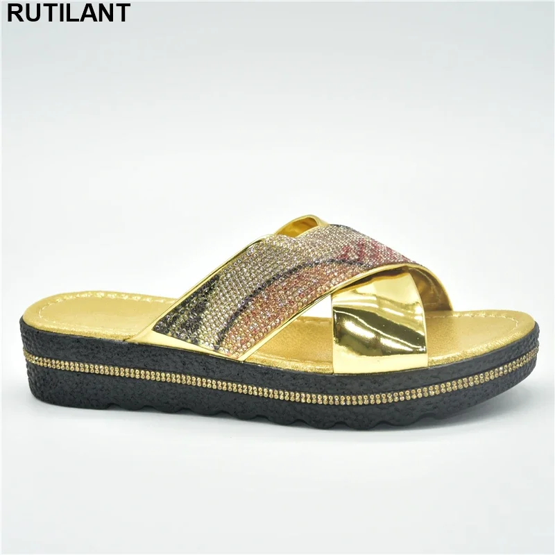 

Latest Design African Shoes Decorated with Rhinestone 2023 Fashion Women Open Toe Pumps Plus Size Women Shoes 43 Italian Pumps