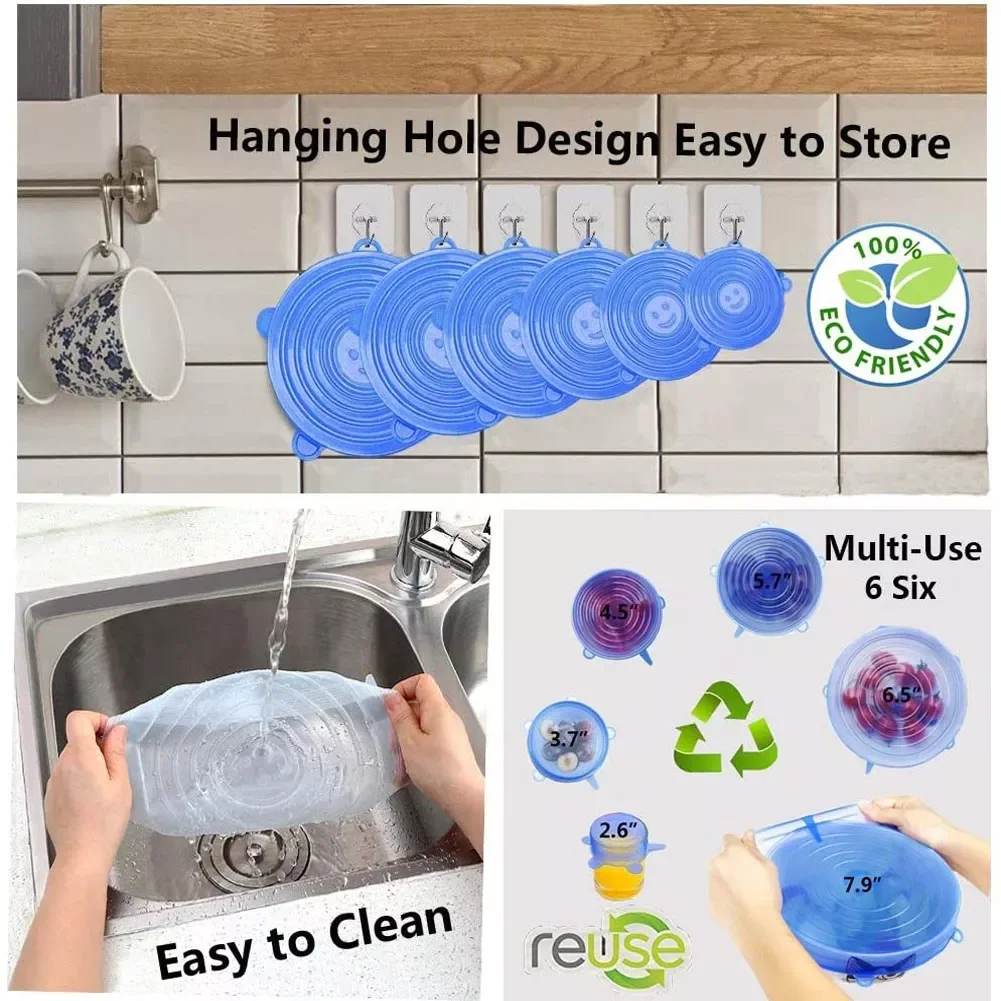 

Silicone Cover Stretch Lids Reusable Airtight Food Wrap Covers Keeping Fresh Seal Bowl Stretchy Wrap Cover Kitchen Cookware