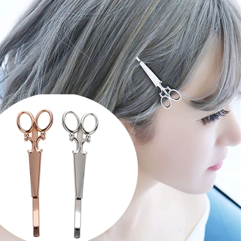 2022 New Gold Silver Creative Scissors Shape HairPin Women Girls Hair Clip Delicate Metal Hair Barrette Fashion Hair Accessories