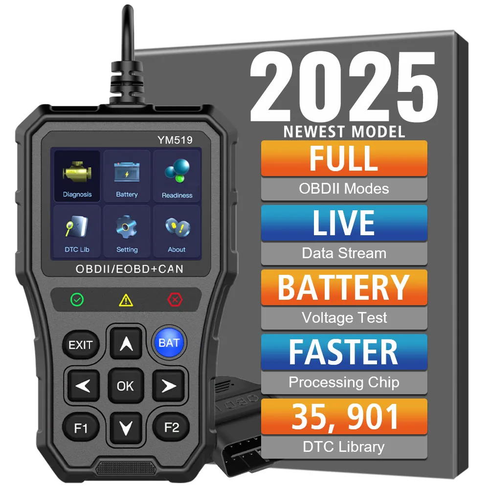 YM519 OBD2 Автомобильный Диагностический Инструмент Многоязычный Тестер Батареи