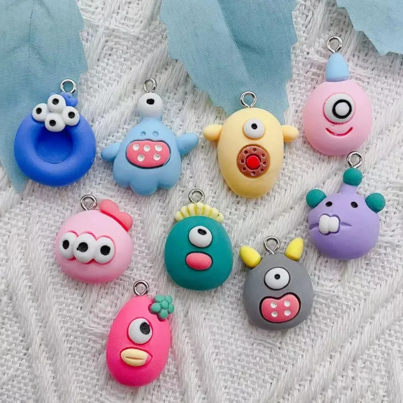 

10pcs UFO Alien Small Monster Cute Resin Charms Cartoon Flatback Unique Earring Keychain Pendant DIY Jewelry Making