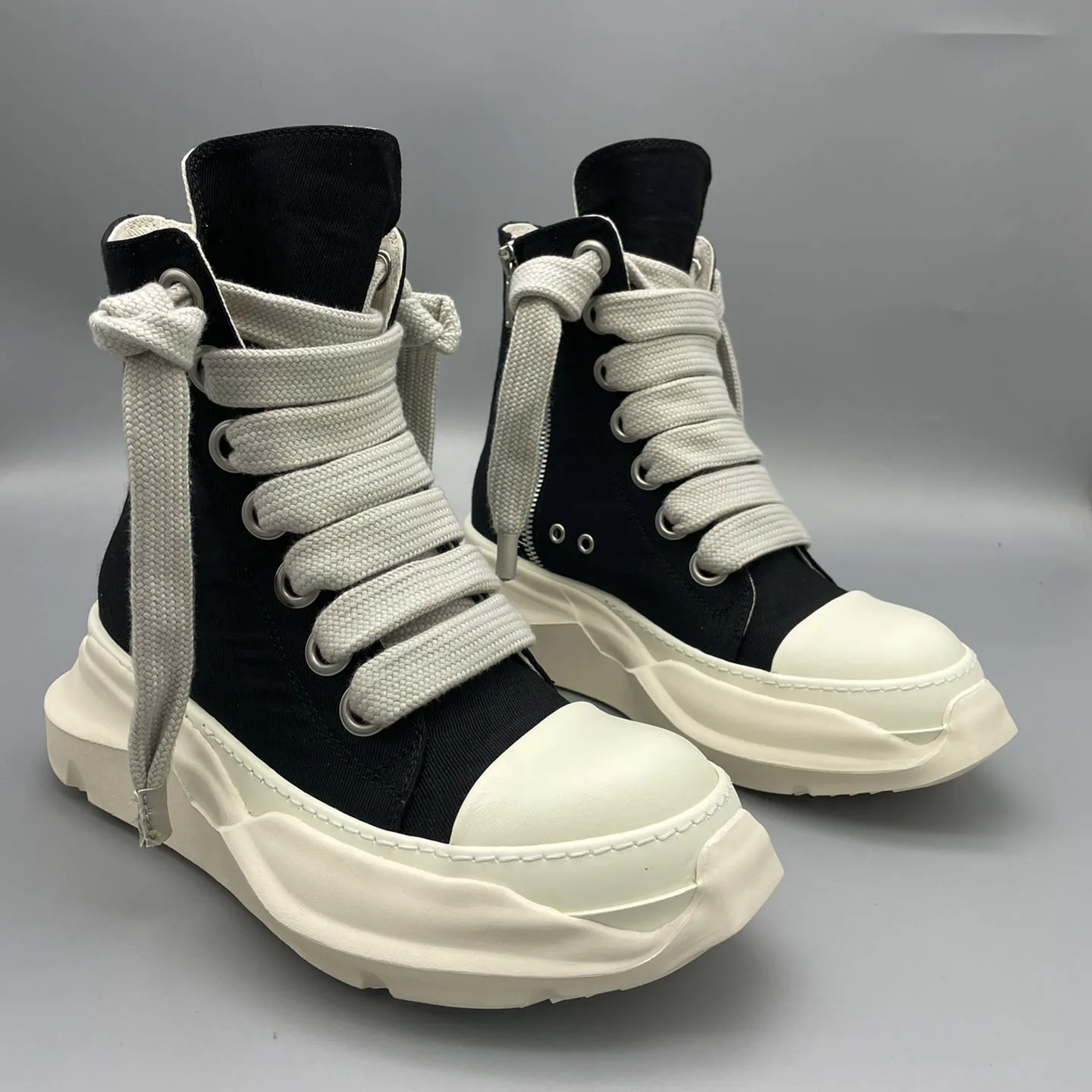

2022 Rick RO Jumbo Lace Canvas Shoes Men Owens Shoes Double Sole Sneakers Women's Casual Shoes Men's Shoes