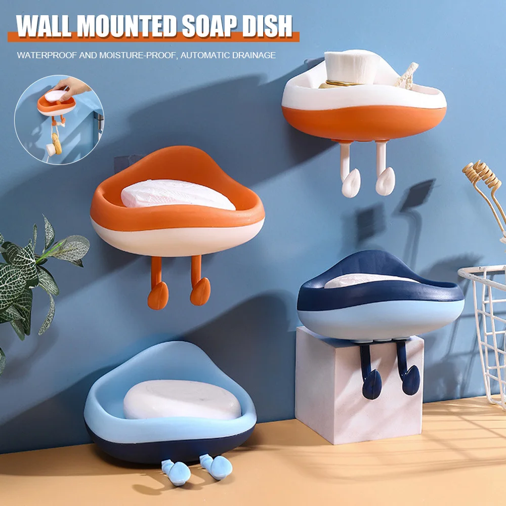 

Настенная сушилка для мыла для ванной комнаты с крючком, инновационные формы, 4 цвета, компактный полипропиленовый дизайн