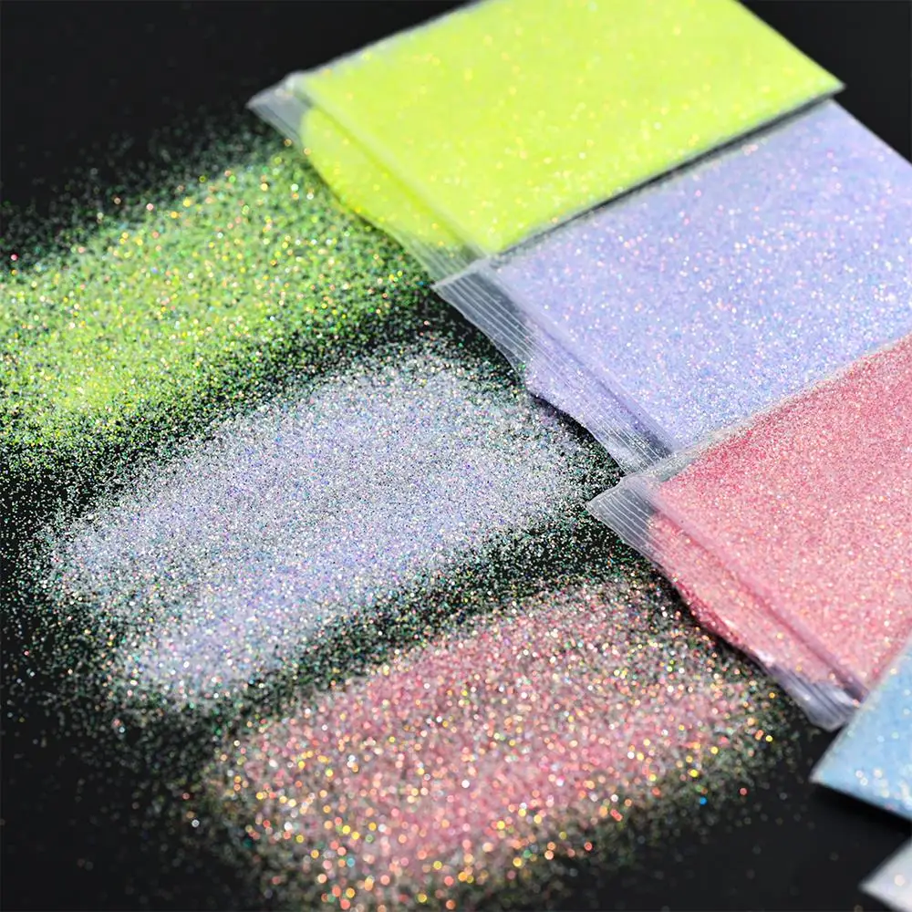 

10G Iridescent Nail Glitter Powder Colorful Shiny Holographic 0.2mm Chrome Powder Gel Polish Shimmer Manicure Glitter Dust FD202