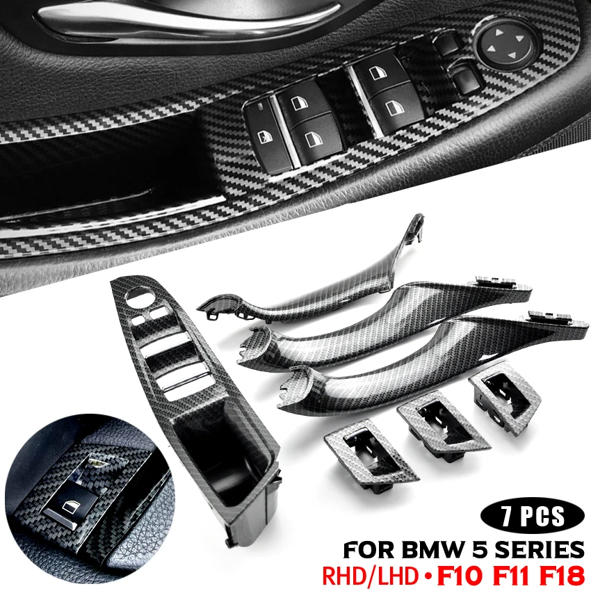 

Fit For BMW 5 Serie F10 F11 F18 520d 525d 530d 535i Carbon Fiber Car LHD RHD Interior Door Handle Inner Panel Pull Trim Cover