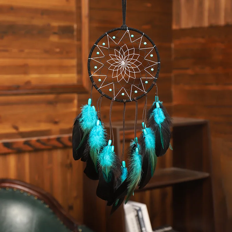 

Handmade Dream Catcher Wind Chimes Creative Blue Feather Dream Catcher Pendant Diy Dream Catcher Wind Chime Pendant Atrapasuenos