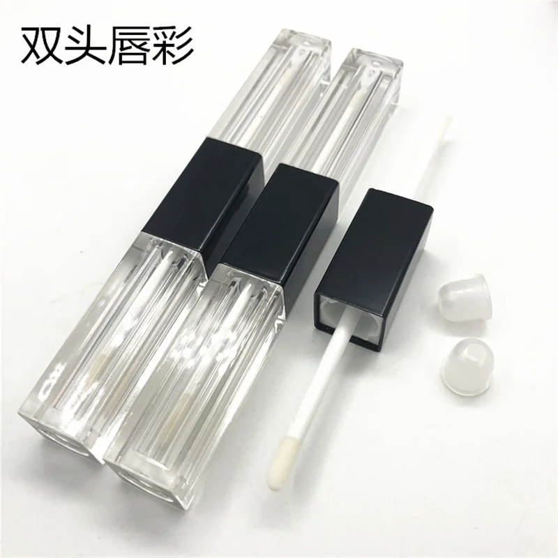 

10/30/50pcs 6ML Empty Container Double-ended Lip Glaze Bottle DIY Handmade Square Lip gloss Lipstick tube Cosmetic Transparent