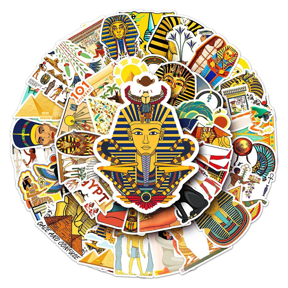 50PCS Ancient Egyptian Pyramid Pharaoh Mummy Stickers Graffiti for Laptop Guitar Motorcycle Skateboard Decal Toys - купить по