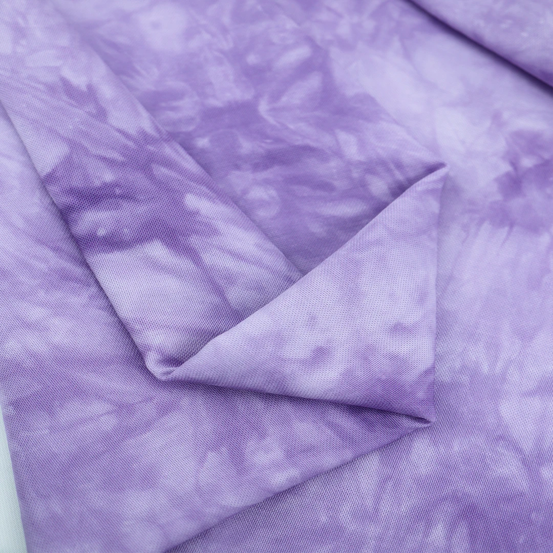 

Knitted Viscose Staple Fabric Purple Tie-dyed Nylon Cotton 155g Home Textile Decorative Garment