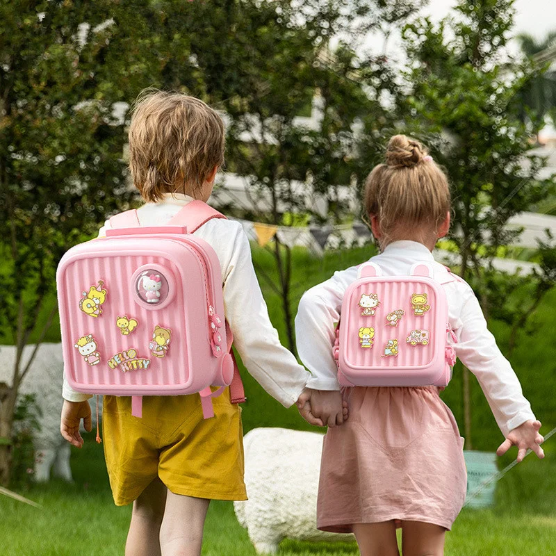 

Детский дорожный Рюкзак Hello Kitty, сумка-мессенджер с узором «сделай сам» для защиты позвоночника, школьный портфель для учеников детского сад...
