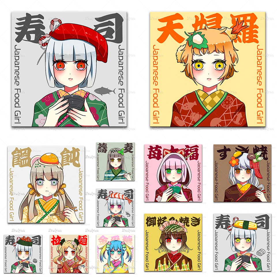 

Japanese Food Girl Sushi Tempura Udon Sukiyaki Soba Ramen Print Poster Fashion Kitchen Restaurant Decor Wall Art Canvas Painting