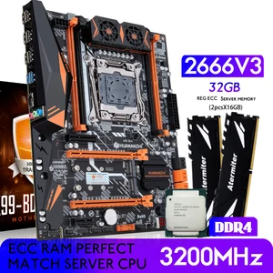 Комплект материнской платы HUANANZHI BD4 2011-3 XEON E5 2666 V3 2*16 ГБ = 32 Гб 3200 МГц DDR4 ОЗУ REG ECC память NVME USB3.0 ATX