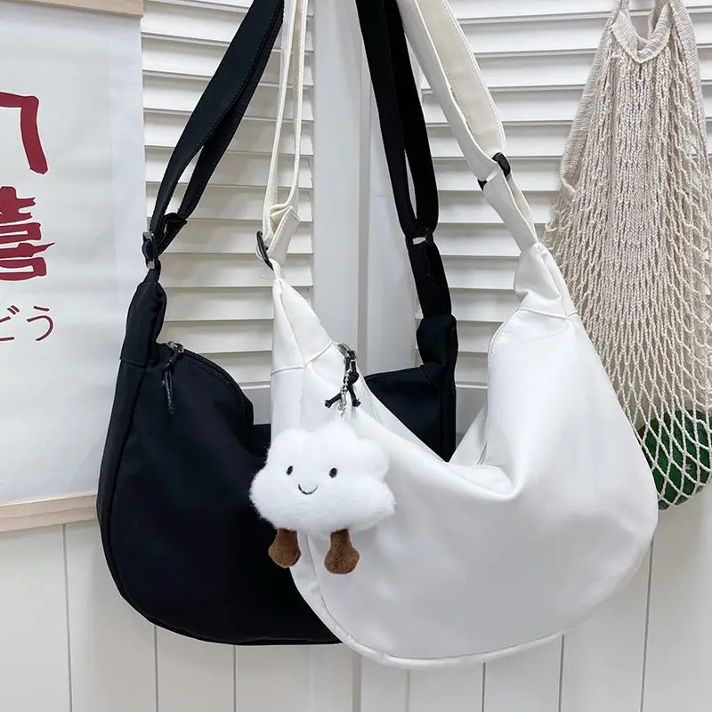 

Новые женские сумки через плечо, Симпатичные Женские однотонные нейлоновые сумки-тоуты в стиле Харадзюку, сумка-мессенджер для девушек, Пов...