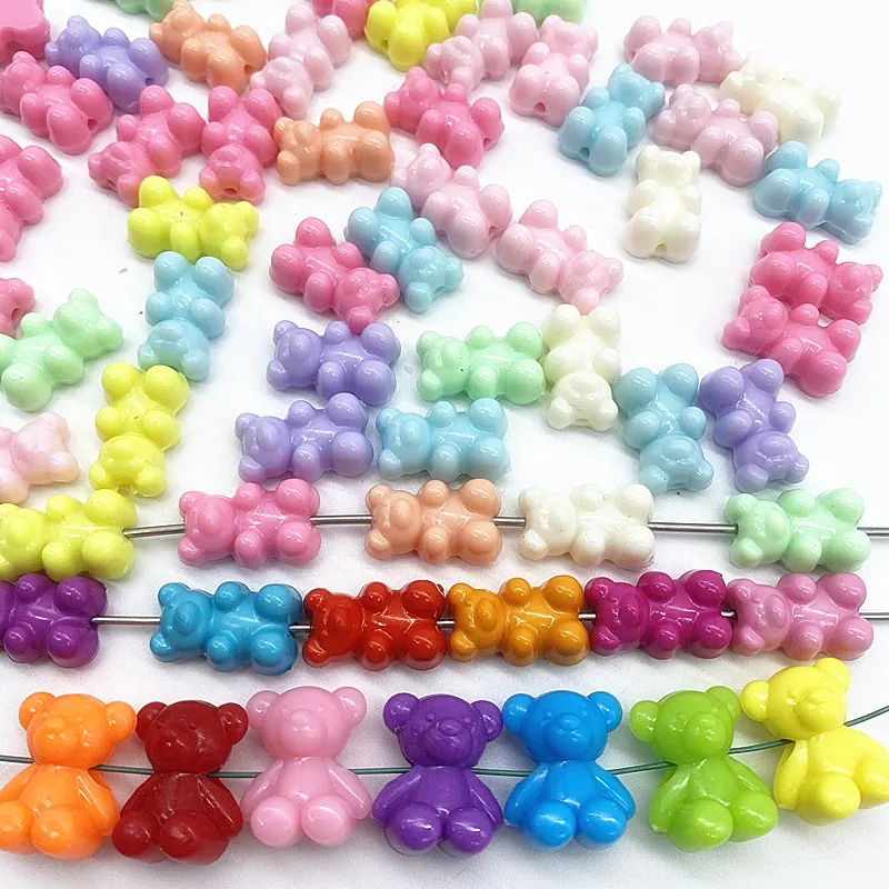 Новинка 10 акриловых разноцветных матовых прозрачных медвежат Радуга кролик