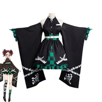 demon slayer kamado tanjirou cosplay costume anime kimetsu no yaiba yukata lolita summer kimono cardigan girls skirt top set new