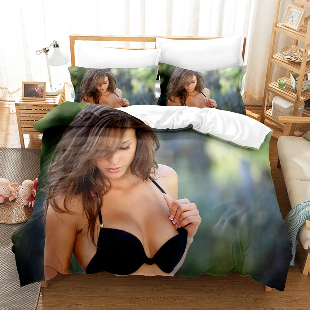 

Sexy Beach Bikini Women Bedding Set Duvet Cover with Pillowcases Locomotive Comforter Cover Bedding Sets Bed Linens Bedclothes
