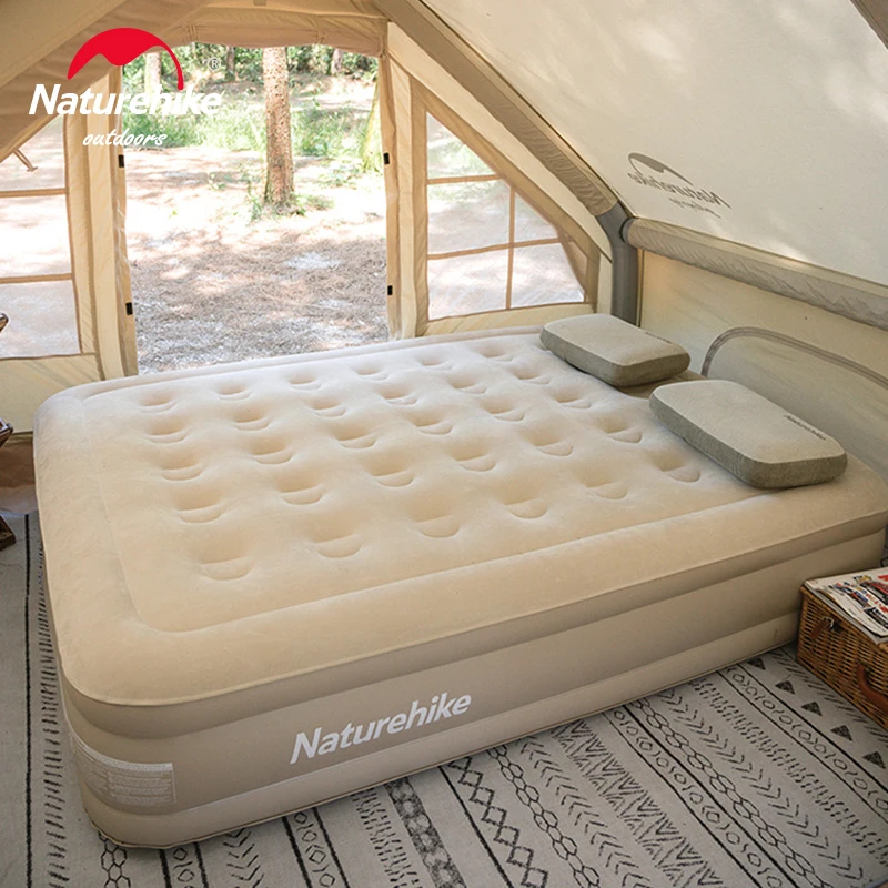 

Naturehike Air Mattress Glamping Mats PVC Inflatable Sleeping Mattress Luxury 2 Person Camping Bed Mat Built-in Pump Thicken Mat