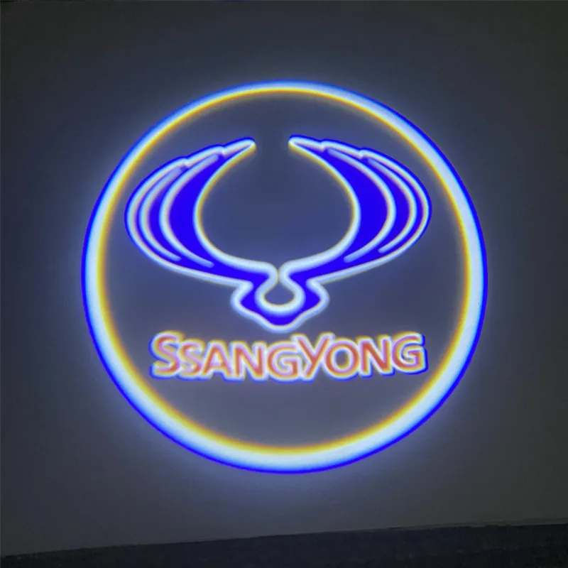 

2x Wireless LED Car Door Welcome Light Laser Projector Logo Ghost shadow Lamp For Ssangyong Actyon Turismo Rexton Kyron Korando