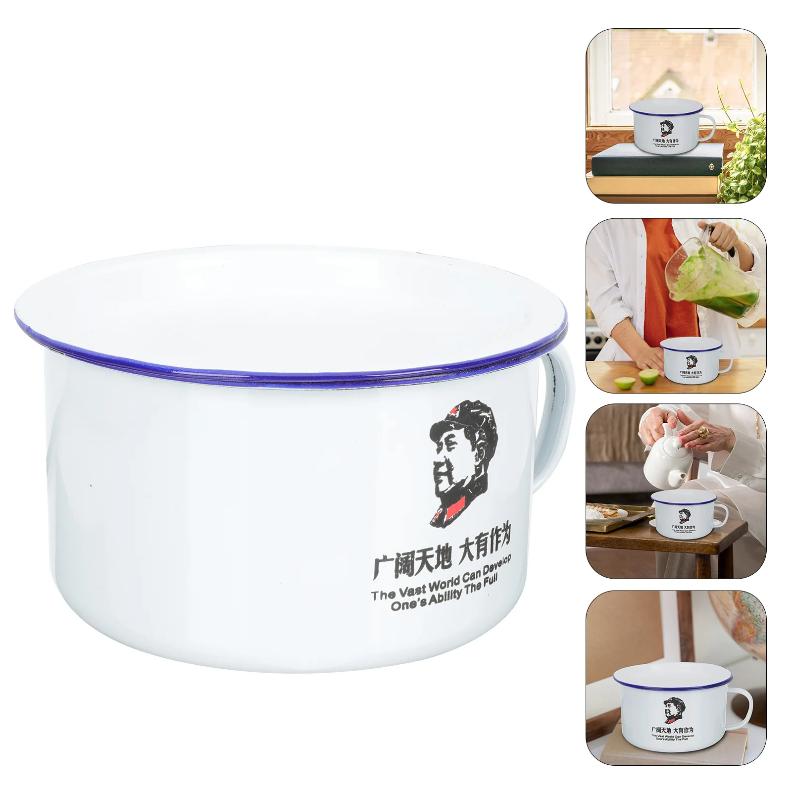 

Enamel Cup Retro Enamel Mug with Lid Vintage Tea Mug Enamel Rice Box (Random Pattern)