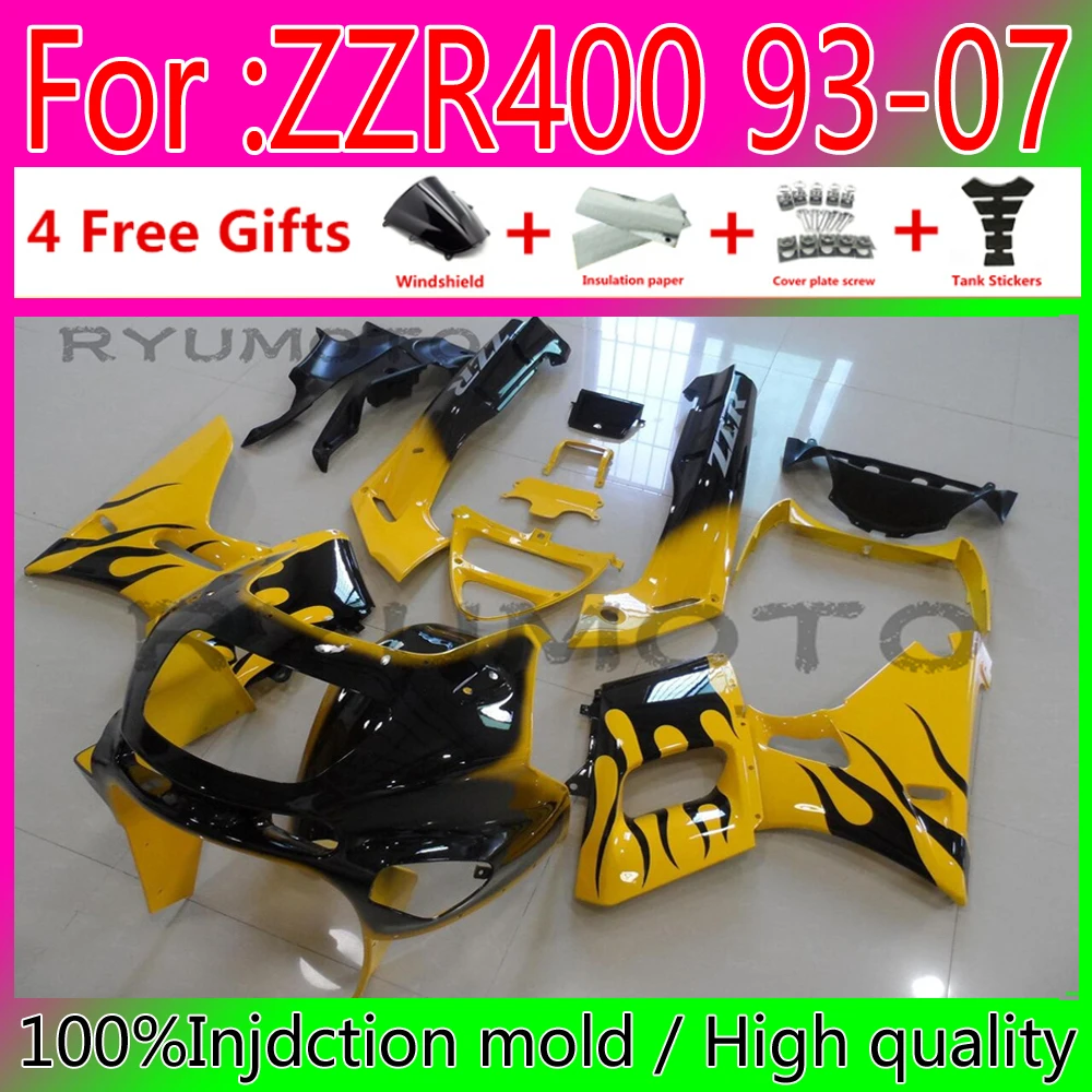 

New ABS Motorcycle Injection Mold Fairings For ZZR400 93 94 95 98 02 03 04 05 07 1996 Silver Bodywork Fairing yellow