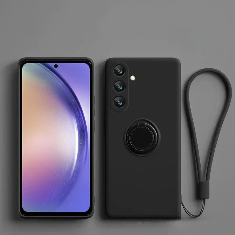 Магнитный силиконовый чехол для Samsung Galaxy S24 Ultra S23 S22 Plus A05 A05S A15 A14 A54 A34 A24 с кольцом