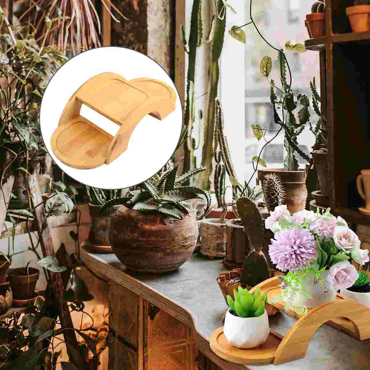 

Creative Arch Bridge-shaped Succulent Potted Shelf Wooden Flower Pot Stand