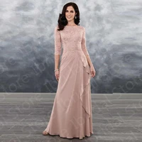 charming on sale dusty rose lace mother of the bride dresses 2022 latest wedding guest gowns batean neckline with 34 sleeves
