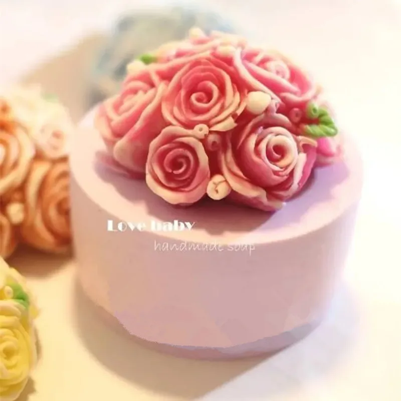 Формы для свечей в виде букета роз розы цветы силиконовая форма мыла пищевая