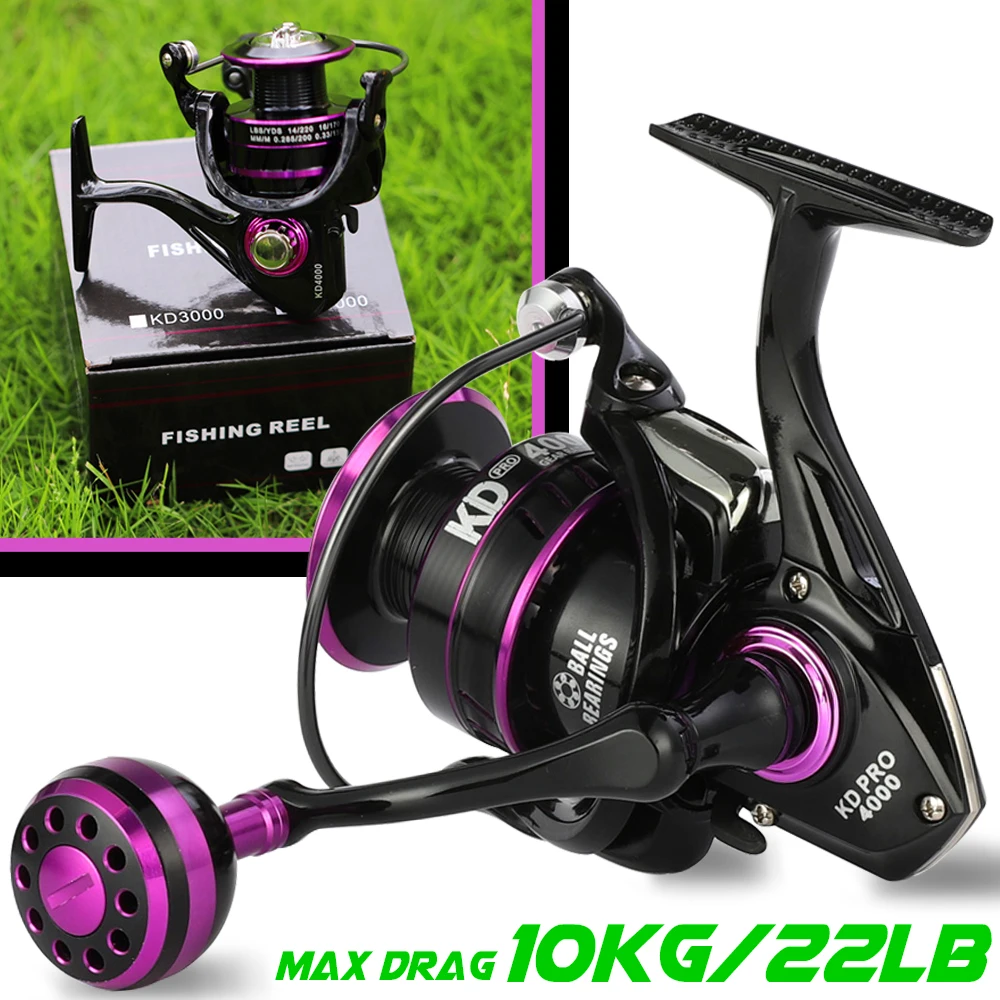 

Spinning Fishing Reel 13+1BB 5.0:1 Gear Ratio CNC Spool Max Drag 10KG Spinning Reel with Left Right Hand Interchangeable