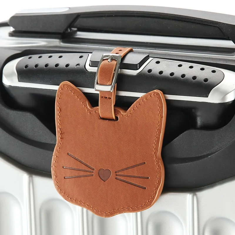 

DHL100pcs PU Cat Shaped Travel Luggage Tag Bag Part