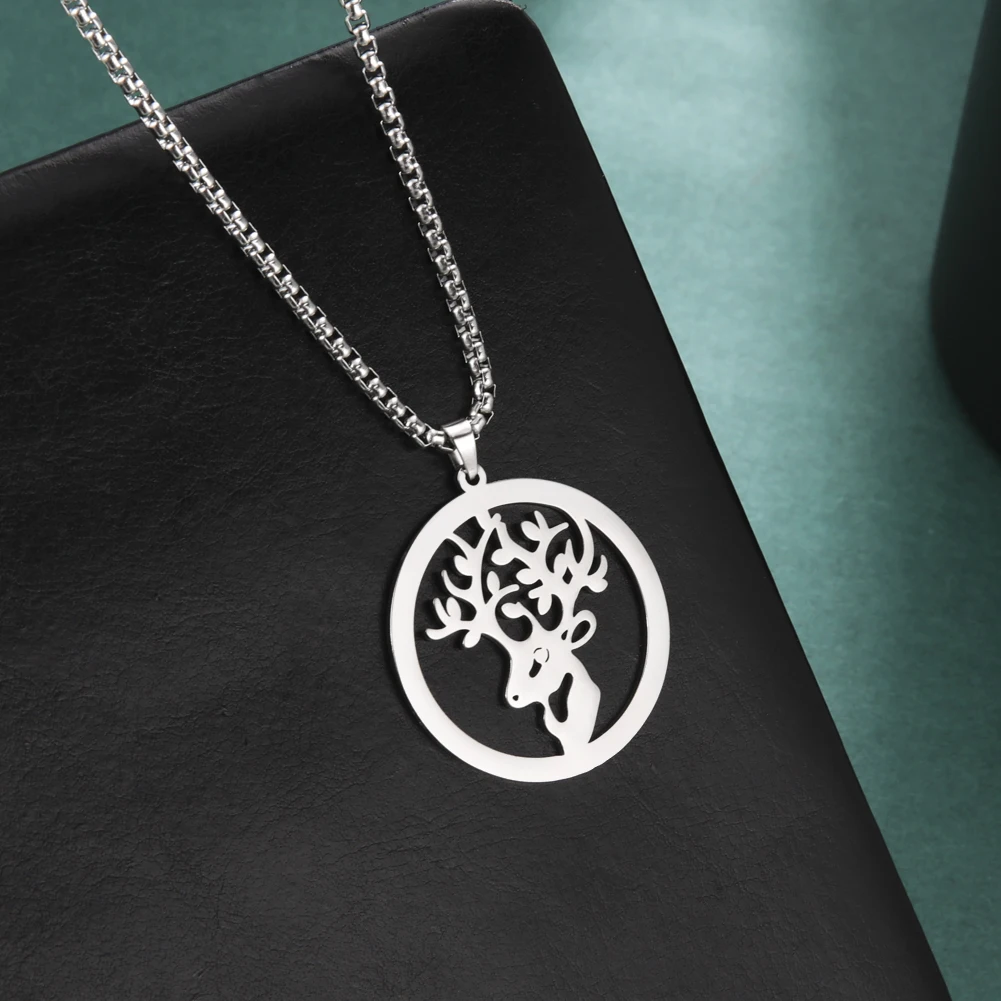 Ожерелье из нержавеющей стали Amaxer ожерелье с милой головой лося колье для женщин